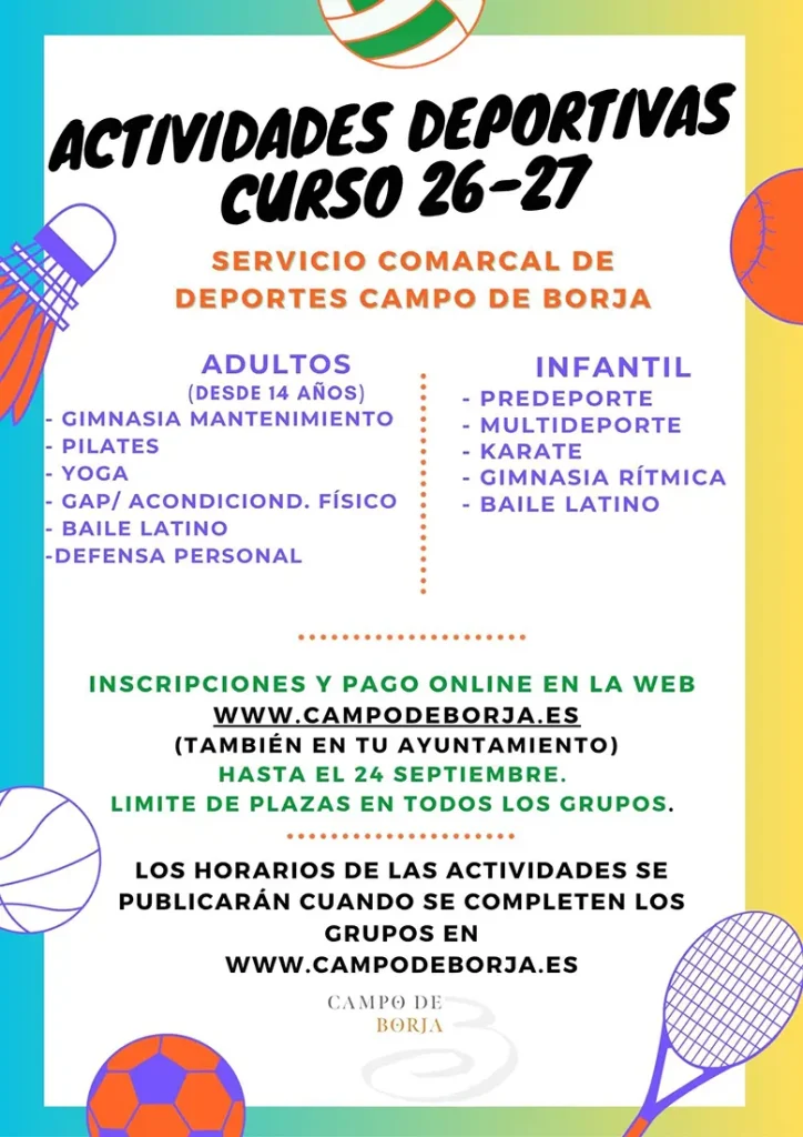 ACTIVIDADES DEPORTIVAS COMARCALES CURSO 2026/2027
